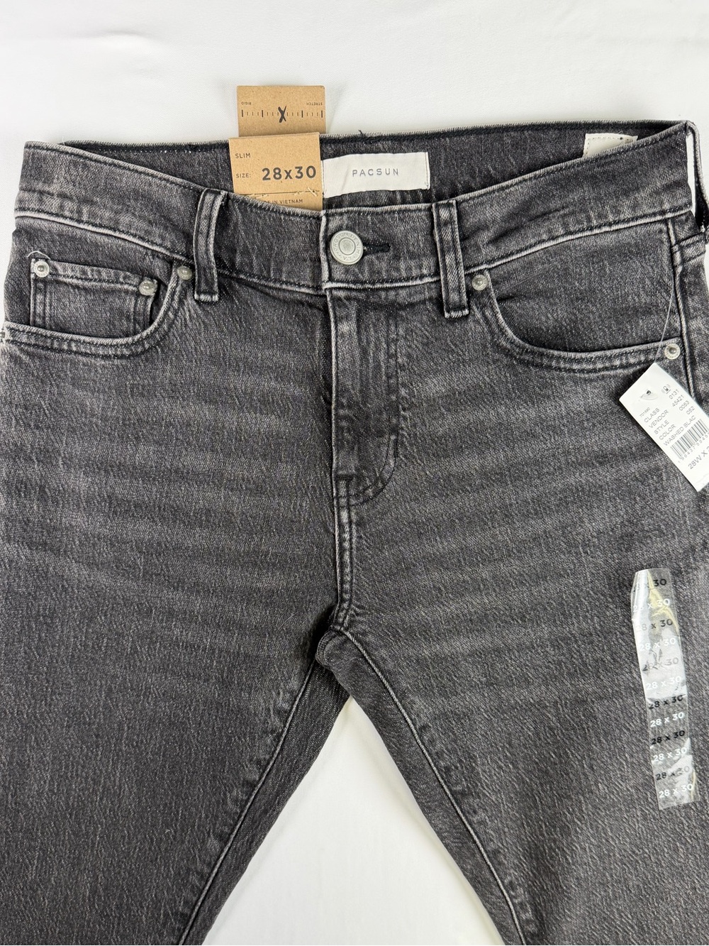 PacSun Gray Black Washed Slim Fit Distressed Jeans 28 X 30 NWT